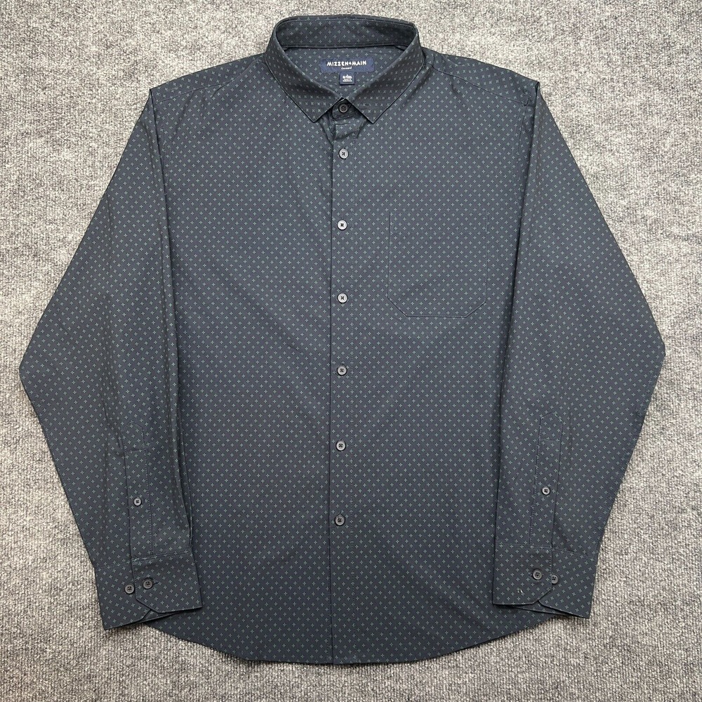 Mizzen+Main Men’s Dark Navy Microdot Button-Down Shirt